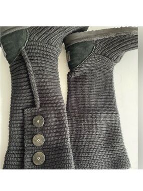 UGG Charcoal Cardy Knit Boot with Label Detail